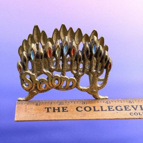 Judaica Made in Israel SHALOM Brass Letter Mail Napkin holder - Picture 3 of 3